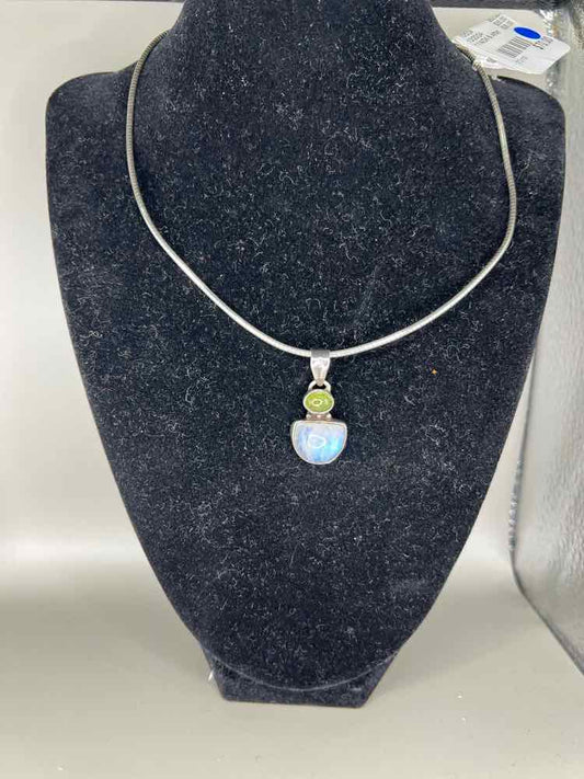 Omega Chain Kyanite and Moonstone Necklace