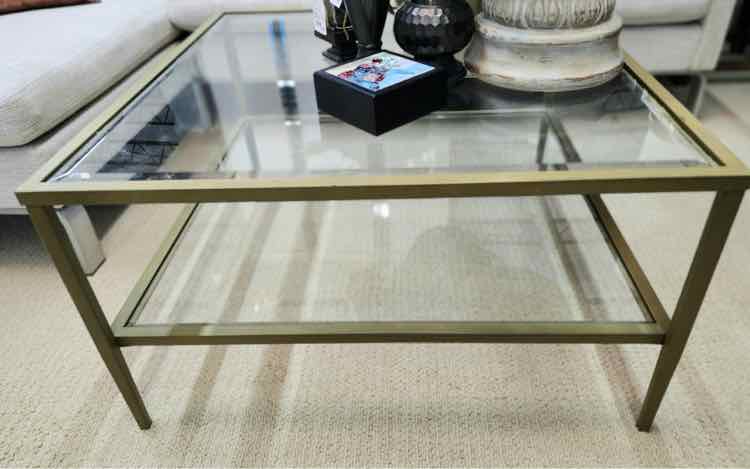 Gold Glass 2 Tier Coffee Table