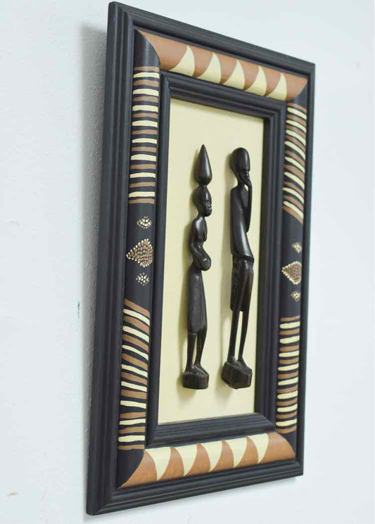 African Carved Wood Figural Wall Art
