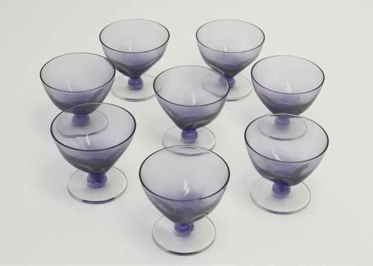 Art Deco Optic Wisteria Sherbet Glasses