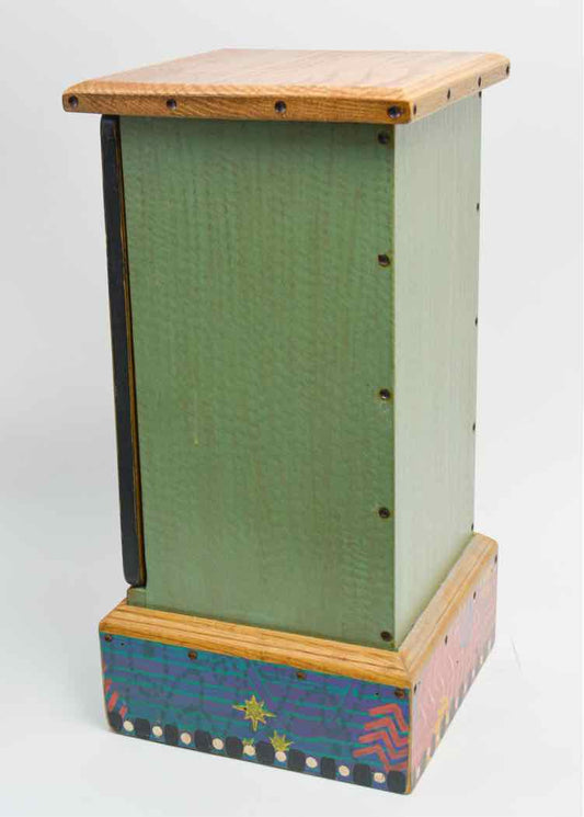 Vtg.ShoeStrings Painted Wood Pedestal w/Door