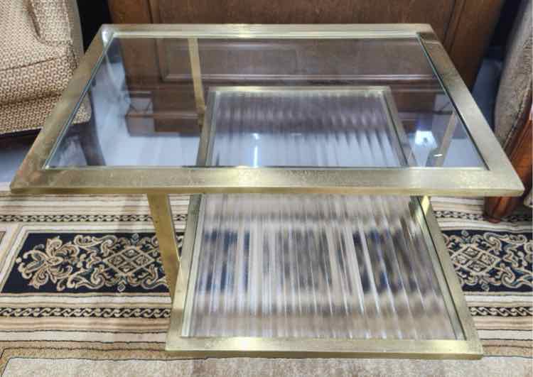 Brass Double Tier End Table