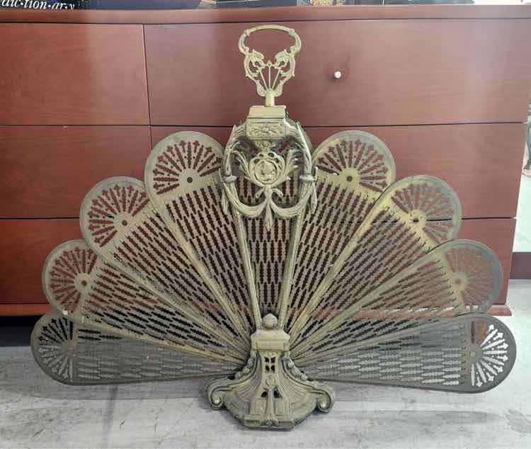 Vintage Victorian Brass Fan Fireplace Cover