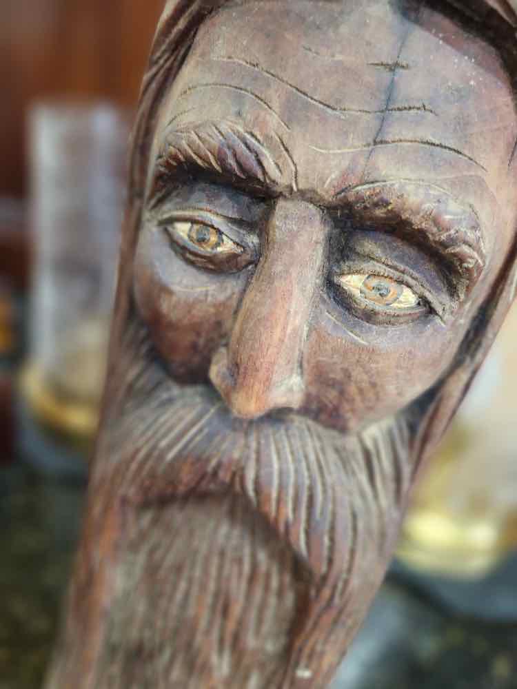 Carved Wood Bearded Man