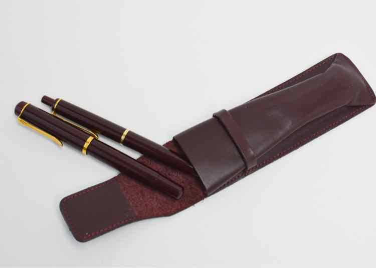 Vtg. Pelikan Burgundy 2 Pen Set w. Leather Pouch