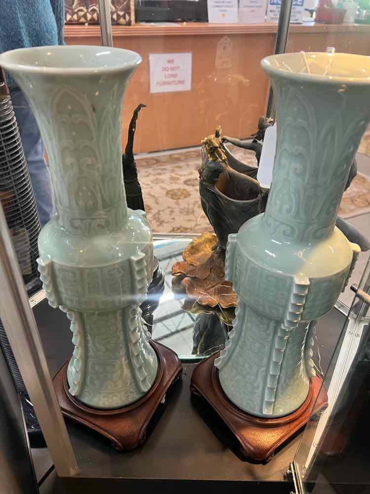 Two Celedon Chonese Porcelain Vases