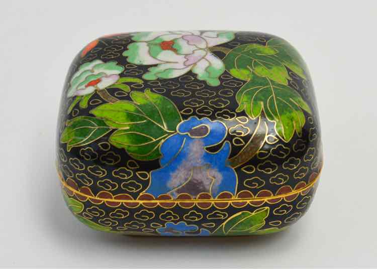 Square Cloisonne Lidded Trinket Box