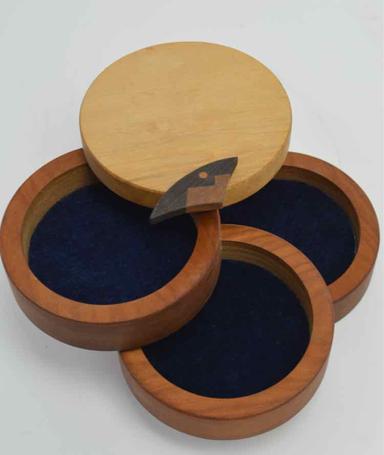 Artisan Turned Wood 3-Layer Trinket Box