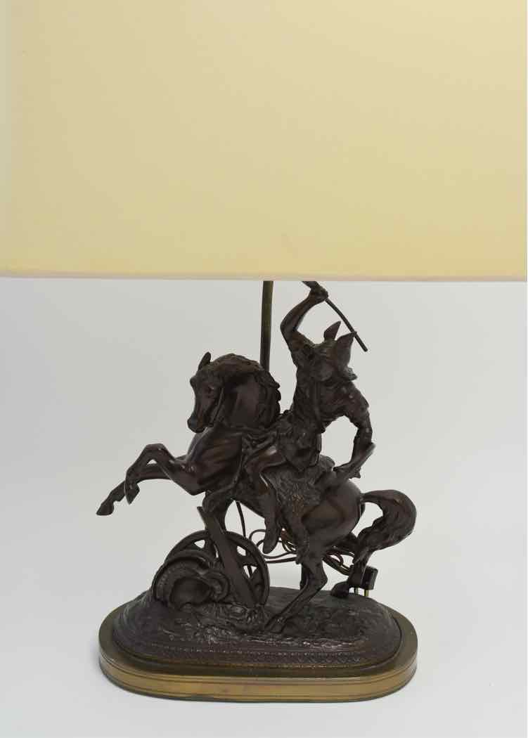Antique "Vercingetorix" Bronze Toned Lamp