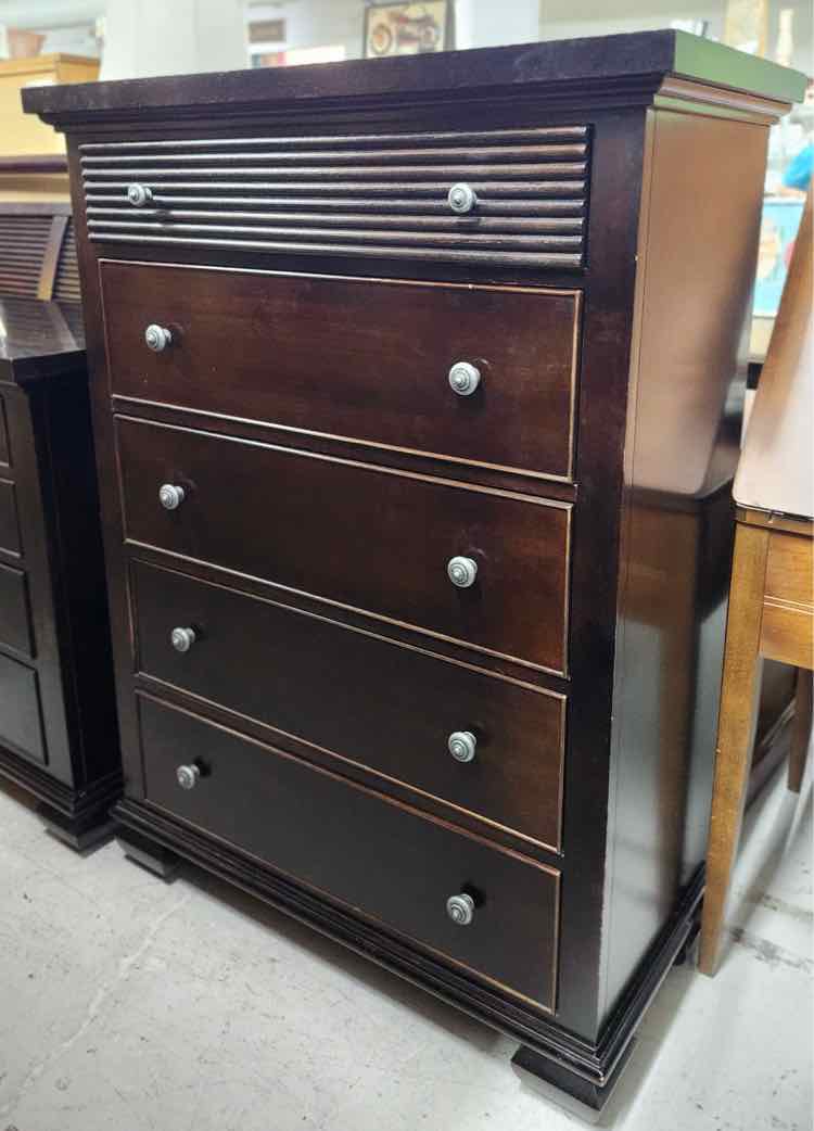 Linga Dark Brown 5 Drawer Tallboy Dresser