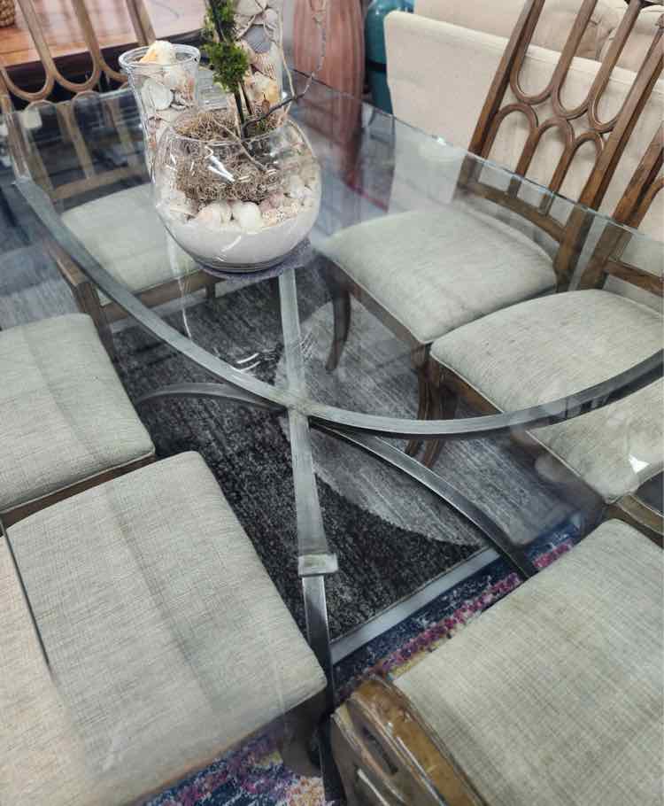 Glass Top Table w/Metal Base