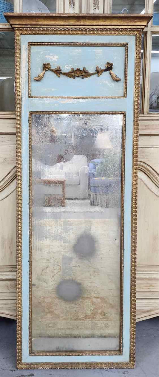 Mirror19th Cent. Painted & Parcel Gilt French Trumeau Mirror