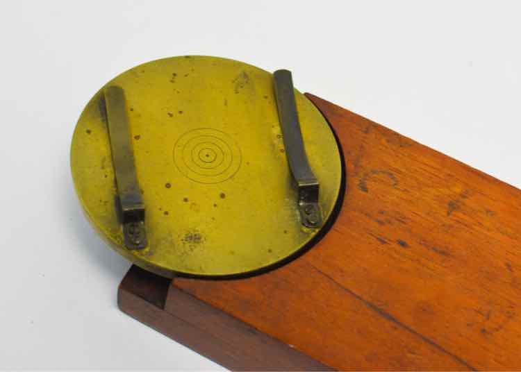 19th c. Rare Microscope Brass-Mounted Slide Ringing Table