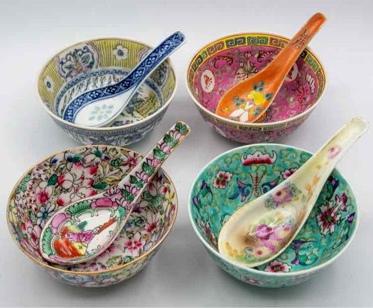Chinese Rice Bowls and Spoons