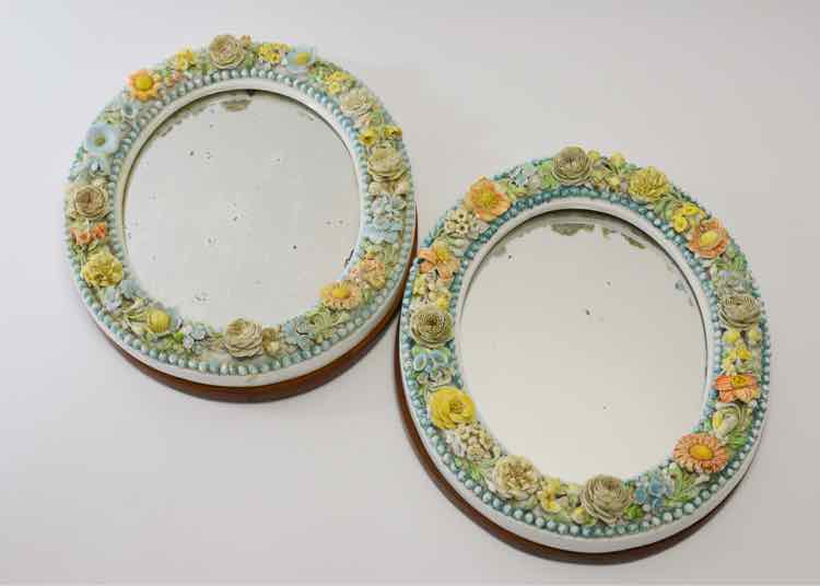Pair of Vtg.Meissen Oval Mirrors