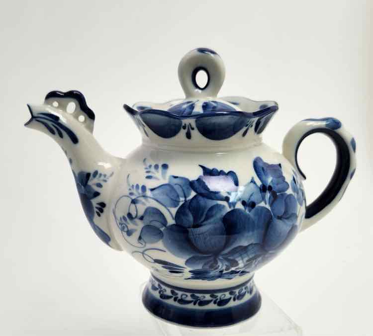 Blue & White Gzhel Bird-Spout Tea Pot