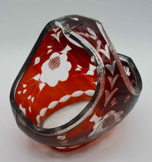 Small Ruby Cut Crystal Basket
