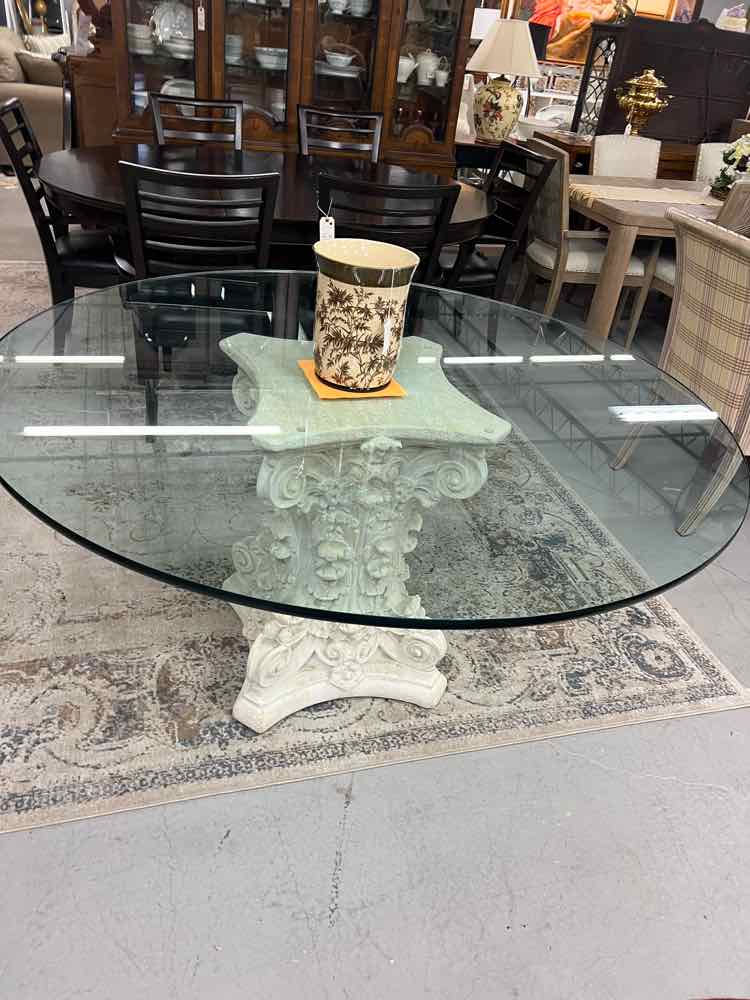 Glass Top Pedestal Table