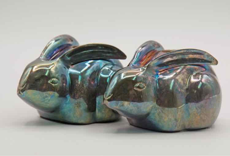 Pair Pottery Barn Bunny Candle Holders