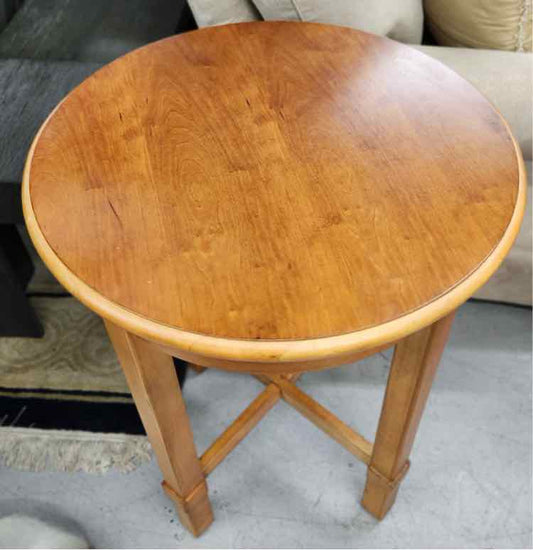Pair of Round Wood Side Tables