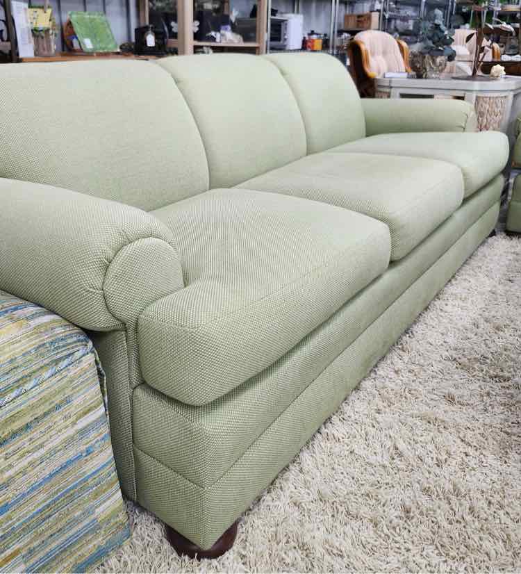 Green & White Stitch Custom Sofa