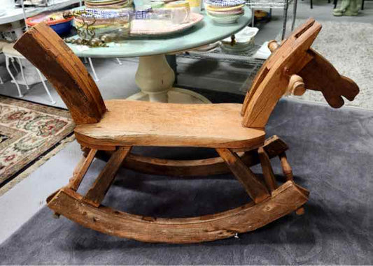 Large Teak MCM Rocking Horse