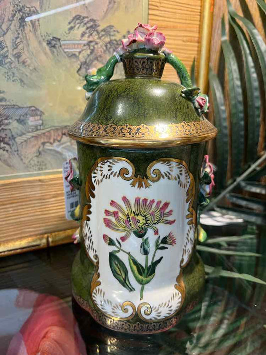 hand painted lidded jar