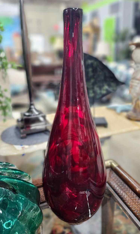 Tall Red Glass Vase
