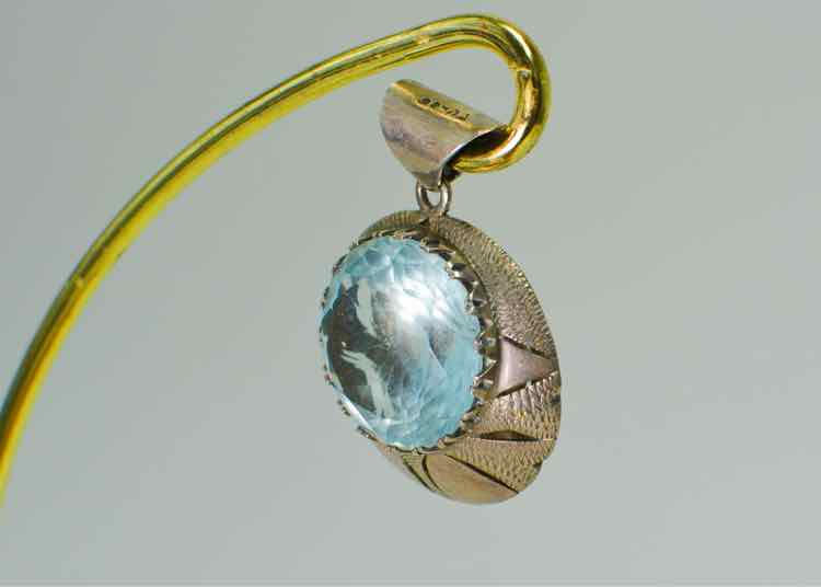 Blue Glass Stone .925 Large Pendant