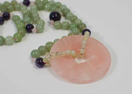 Adventurine Rose Quartz & Amethyst Chakra Necklace