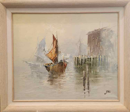 Art Japanese Harbor Oil by Jiro