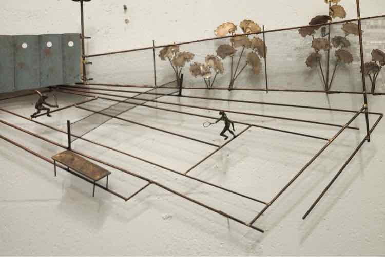 "Tennis Anyone" MCM Metal Wall Sculpture by Curtis Jere