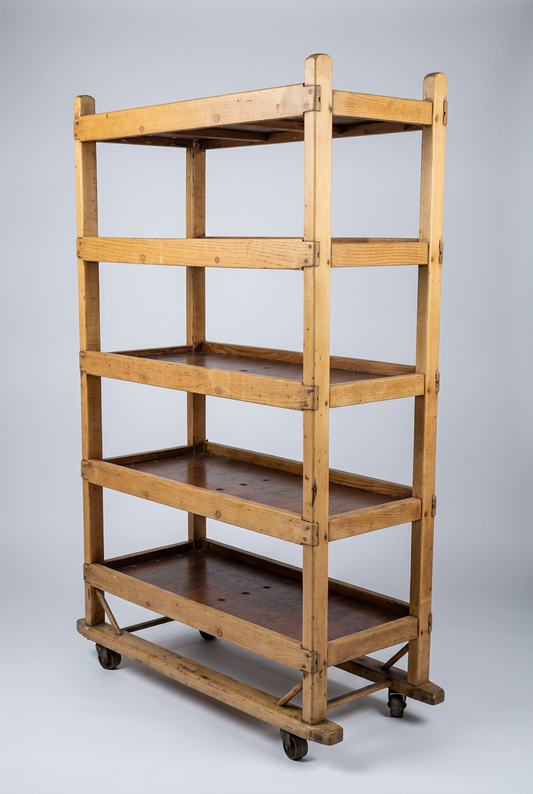Early American Oak Antique 5 Tier Shelf