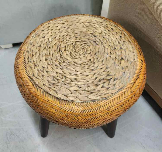 Borneo Rattan & Wood End Table w/Glass