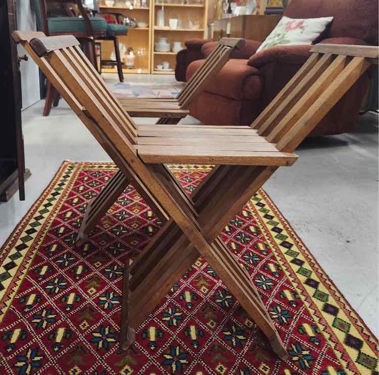 Pair of Teak Folding Chairs