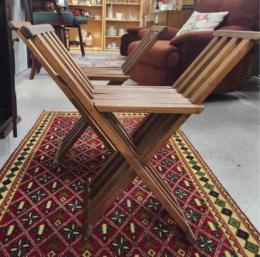 Pair of Teak Folding Chairs