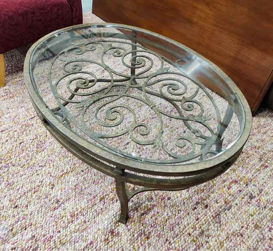Oval Bronze Scroll Coffee Table
