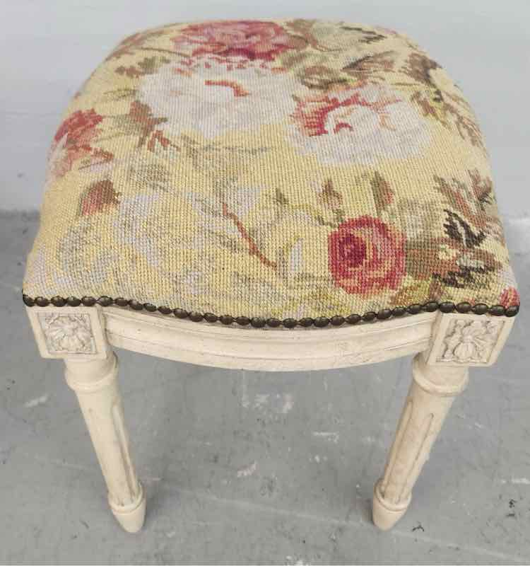Vtg. Abusson Needlepoint Stool