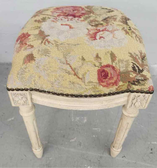 Vtg. Abusson Needlepoint Stool