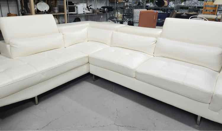 White Faux Leather Sectiona Couch