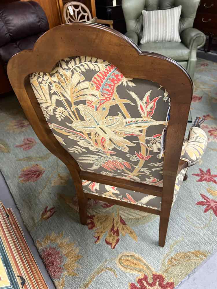 HIGHBACK FLORAL ARM CHAIR