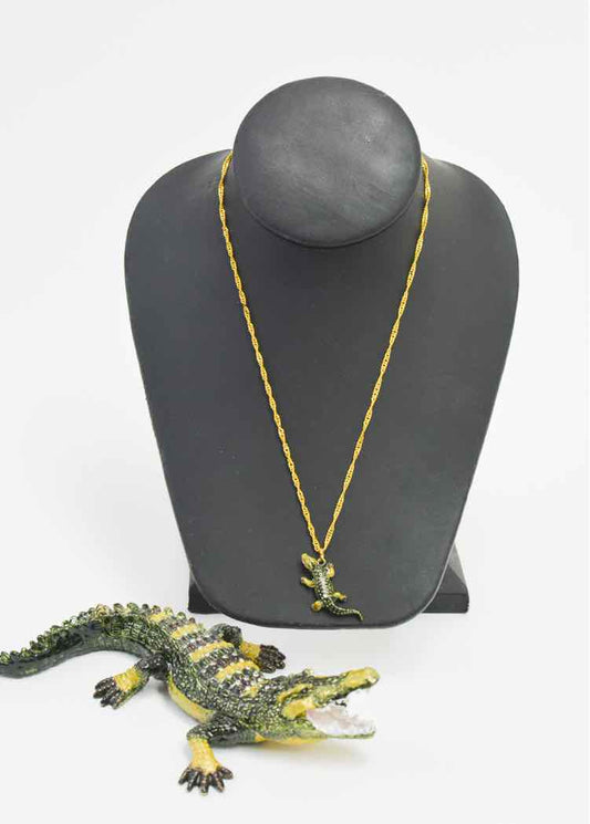 Alligator Box and Charm Necklce