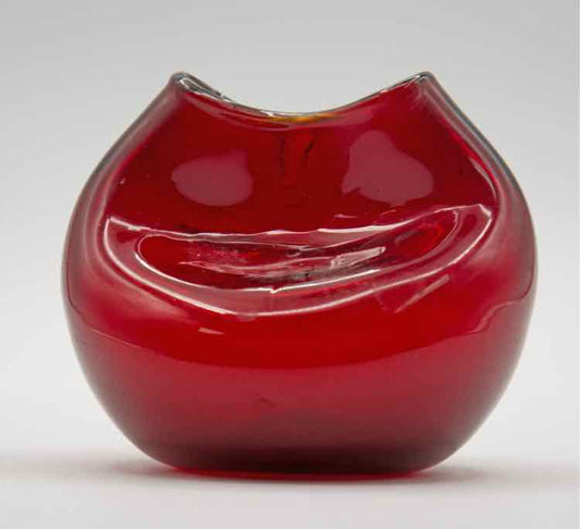 Handblown Red Pinched Ivy Bowl