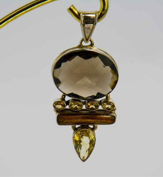 .925 Smoky Quartz/Citrine Pendant