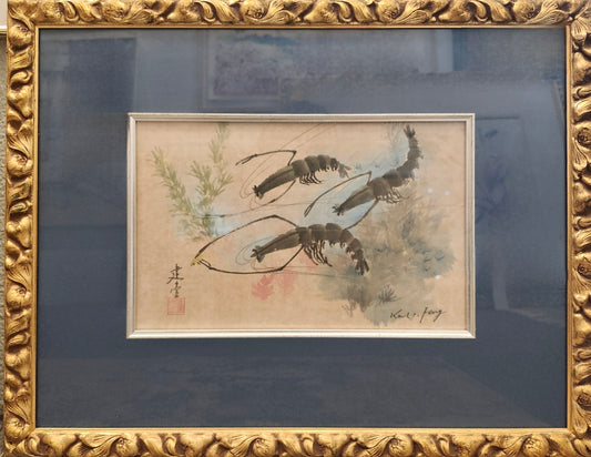 "Lobsters at Play" watercolor