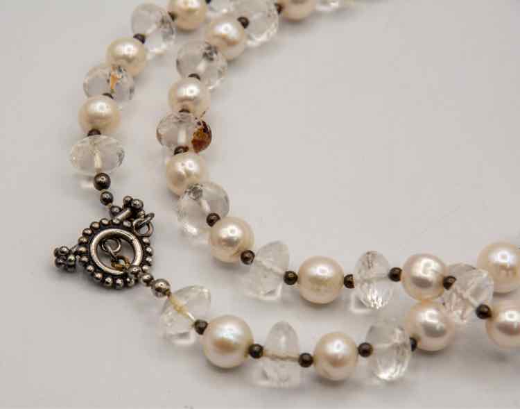 Vtg. Pearl & Crystal Necklace