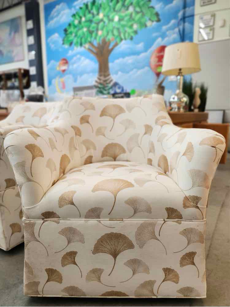 Pair of Chaddock Ginko Leaf Swivel Chairs