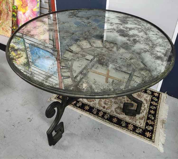 Mercury Glass Greek Key Metal Table