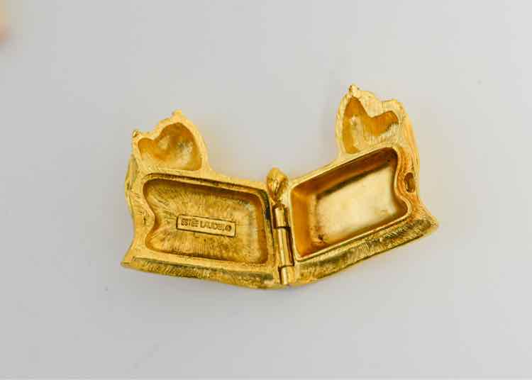 Vtg. Estee Lauder Yorkshire Terrier Solid Perfume Compact Figurine