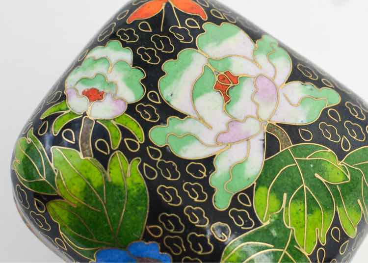 Square Cloisonne Lidded Trinket Box
